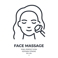 Facial roller massage icon editable stroke outline icon isolated on white background flat vector illustration. Pixel perfect. 64 x 64.