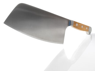 Asian kitchen knife, isolated on white background. Chinese cleaver for professional chefs.