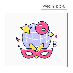 Fancy dress party color icon. Costume party. Guests want to looks like famous person, animal, or character from story. Celebrating concept. Isolated vector illustration