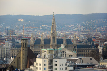 Obraz premium A view of the Austrian capital Vienna from above