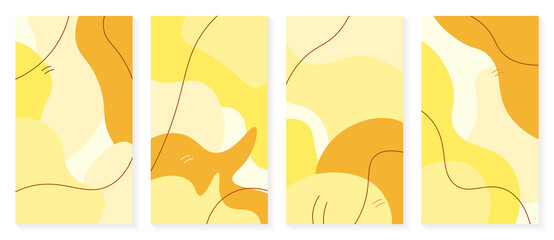 Abstract Yellow Orange Shapes Social Media Stories with Lines Design Background