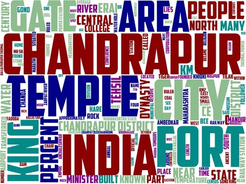chandrapur typography, wordcloud, wordart, india,asia,maharashtra,nature,wildlife