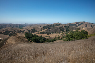 The Beautiful California Coastal Range Hills on the Pacific Coast in Autumn with Golden Waves of Grain