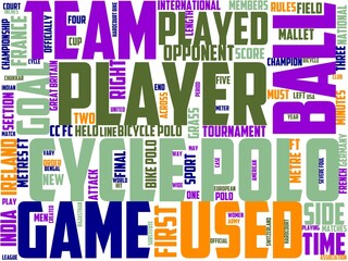 cycle polo typography, wordart, wordcloud, sport,soccer,football,illustration