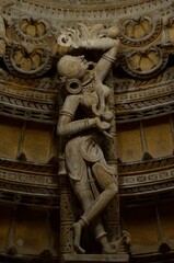 Beautiful Sculpture in the Jain Temple, Jaisalmer fort, Rajasthan, India.
