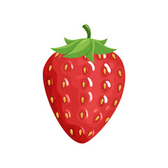 Colorful fruit. Strawberry icon.  illustration berry and fruit in flat cartoon style, isolated on white. Healthy lifestyle or vegetarian food concept