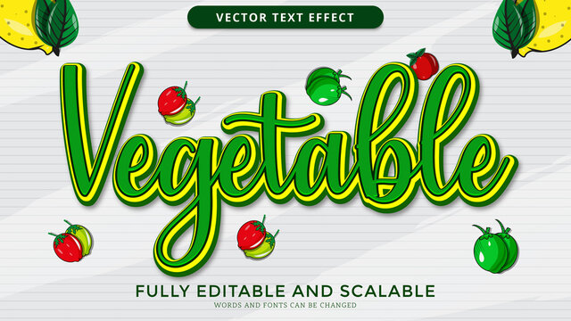 vegetable text effect editable eps file
