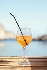 Aperol cocktail on the sea