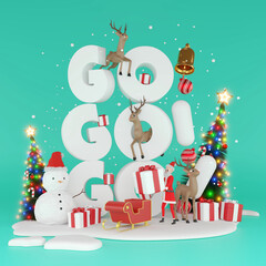 Santa Claus working - preparing and wrapping christmas gifts, toys before sending it to children., 3d rendering