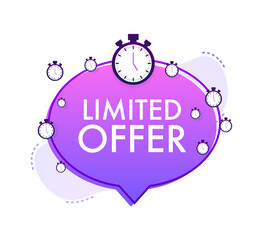Limited Offer Labels. Alarm clock countdown logo. Limited time offer badge. Vector illustration.