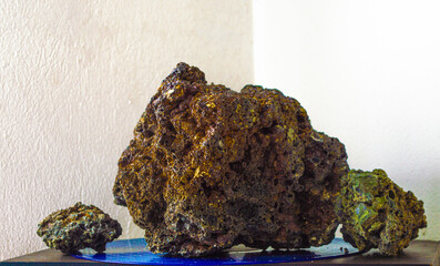 Colored rock on the blue record