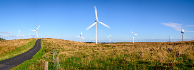 Green Rigg Wind Farm Panorama, which is an 18 turbine onshore Wind Farm located near Sweethope...