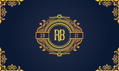 Royal vintage initial letter RB logo.