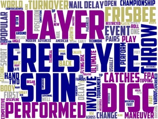 flying disc freestyle typography, wordart, wordcloud, sport,freestyle,disc,flying