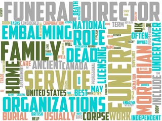 funeral director typography, wordart, wordcloud, funeral,director,death,woman