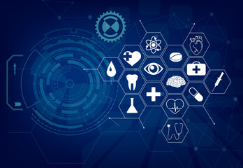 Medical background. Health care icon pattern, medical innovation concept banner. Vector graphics