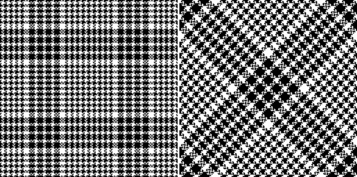 Abstract plaid pattern tweed in black and white. Seamless herringbone textured tartan check plaid vector for dress, skirt, scarf, trousers, jacket, other modern autumn winter fashion fabric print.
