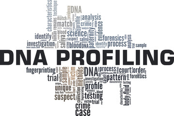 Fototapeta premium DNA profiling vector illustration word cloud isolated on white background.