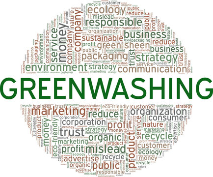 Greenwashing vector illustration word cloud isolated on white background.