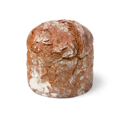 Fresh baked Bayerisches wiesn brot close up isolated on white background 