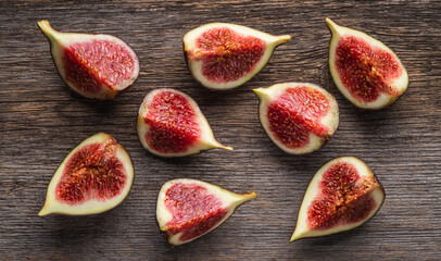 Freshly harvested ripe fig on the colorful background. Selective focus. Shallow depth of field.