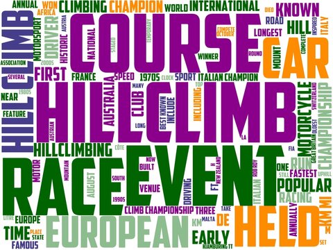 Hillclimbing Typography, Wordart, Wordcloud, Race,speed,sport,car