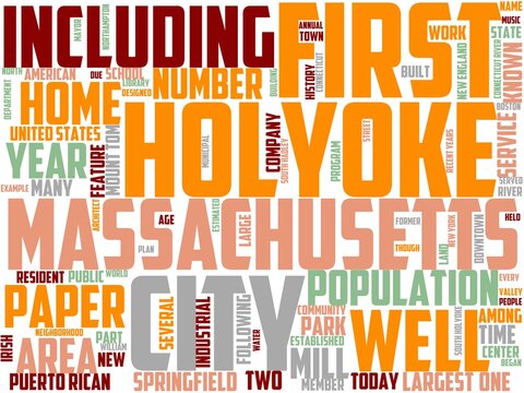 holyoke typography, wordart, wordcloud, massachusetts,holyoke,usa,states