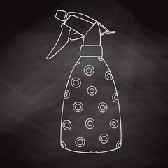 Sketch garden sprayer. Bottle aerosol isolated on a black background. Vector