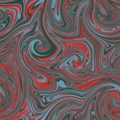 Seamless twirly swirly abstract liquid marble surface pattern design for print. High quality illustration. Trendy marbled fluid paint on water background. Funky expressive psychedelic swirl of paint.