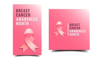 Breast cancer awareness month social media post feed and story template.