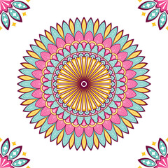 Colorful mandala with floral ornament
