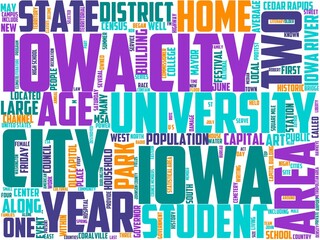 iowa city typography, wordart, wordcloud, iowa,city,travel,architecture