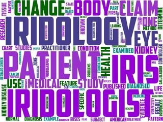 Obraz premium iridology typography, wordart, wordcloud, iridology,iris,pupil,eye