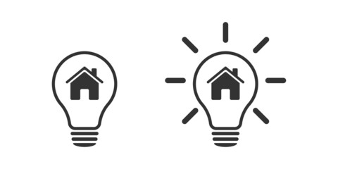 Lamp environmental light bulb with a house logo. Eco world, house, energy saving lamp symbol. Illustration