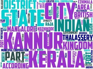 Obraz premium kannur typography, wordart, wordcloud, nature,landscape,kannur,beautiful