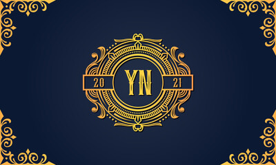 Royal vintage initial letter YN logo. - obrazy, fototapety, plakaty