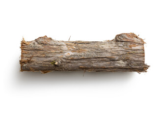Isolated piece of rough wood on white background 