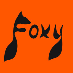 Black lettering fox illustration. Vector word