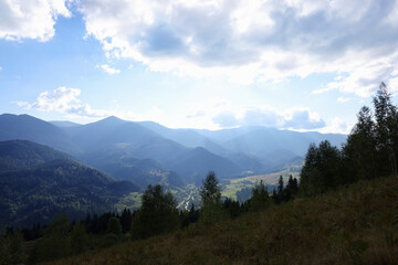 Picturesque view of mountain landscape in morning