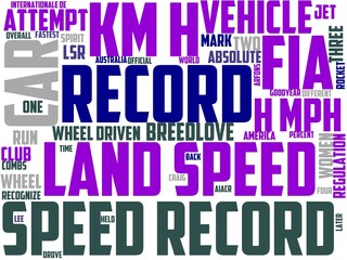 Obraz premium land speed records typography, wordart, wordcloud, landscape,nature,sand,sky