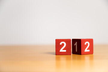 New year concept - 2021 year changing to 2022 or advent calendar