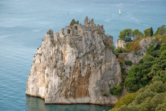 View along karst at coast of Duino, Province of Trieste, Italy
