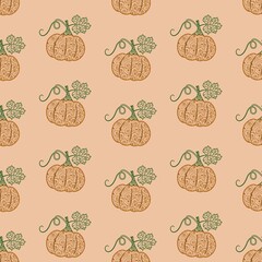 Seamless pattern with pumpkins.