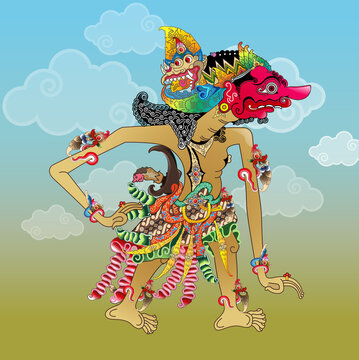 Vector illustration modification of Dursasana shadow puppet character.