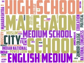 malegaon typography, wordcloud, wordart, background,indian,horizontal,malegaon