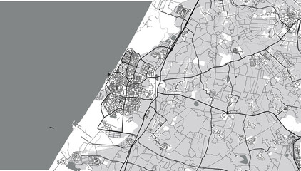Urban vector city map of Ashkelton, Israel, middle east