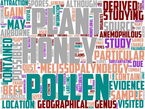 melissopalynology typography, wordcloud, wordart, beauty,organic,beehive,sea