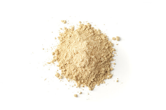 Dry ginger in bowl isolated on white background