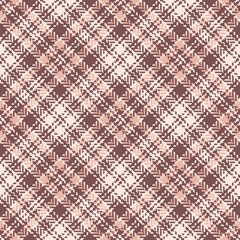 Check pattern tweed in pink with herringbone texture. Seamless tartan plaid vector for dress, skirt, bag, purse, other modern spring summer autumn winter fashion fabric design. Small checks.