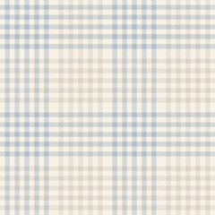 Plaid pattern for spring autumn winter in soft light blue and beige. Seamless herringbone tartan check vector for scarf, dress, blanket, throw, pillow, other modern tweed fashion fabric print.